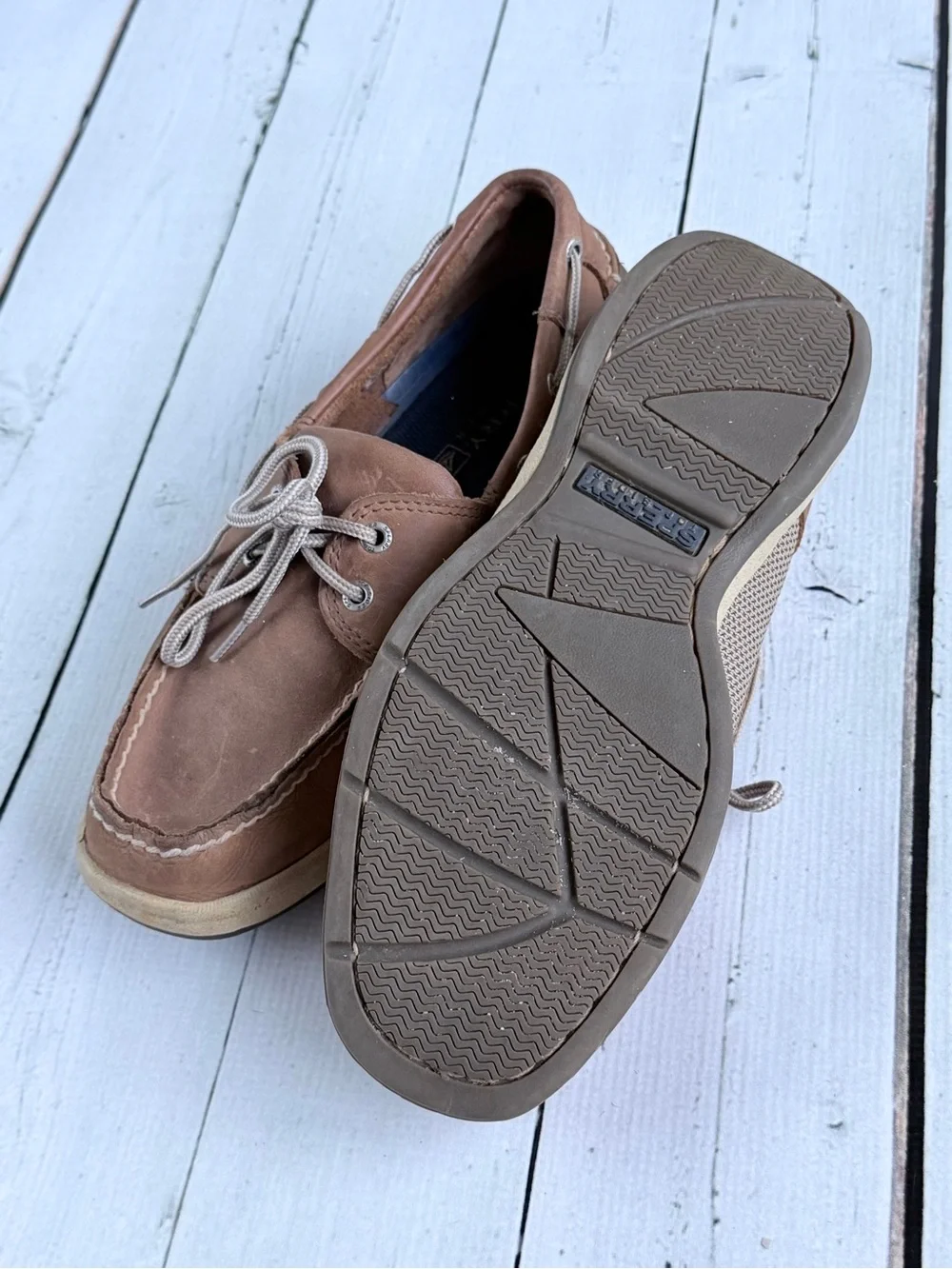 Sperry Top-Sider Men's Intrepid 2-Eye Brown Leather Mesh Boat Shoes